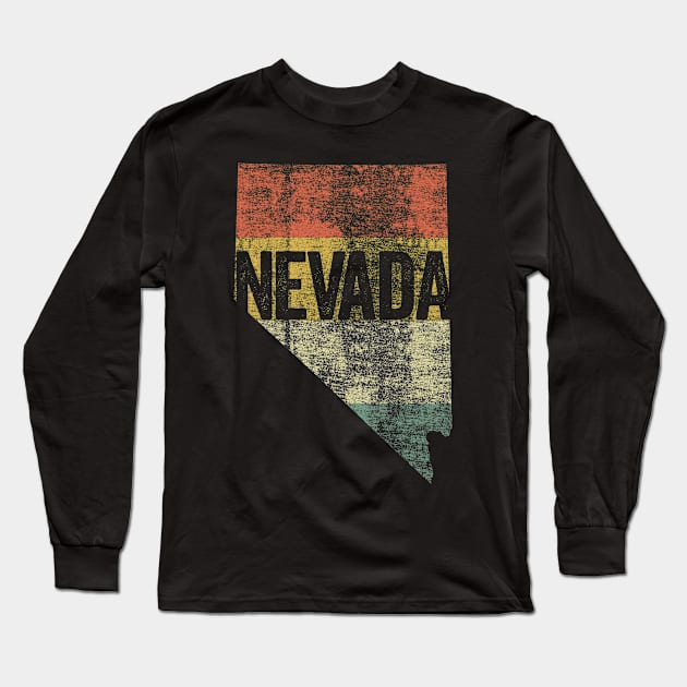 Nevada Retro 80s Distressed Vintage Sunset Long Sleeve T-Shirt by Hashtagified